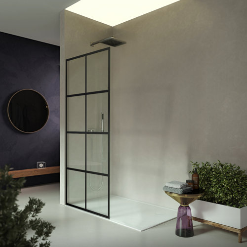 Fab Glass and Mirror Madeira 34" x 72" Framed Fixed Glass Panel, Shower